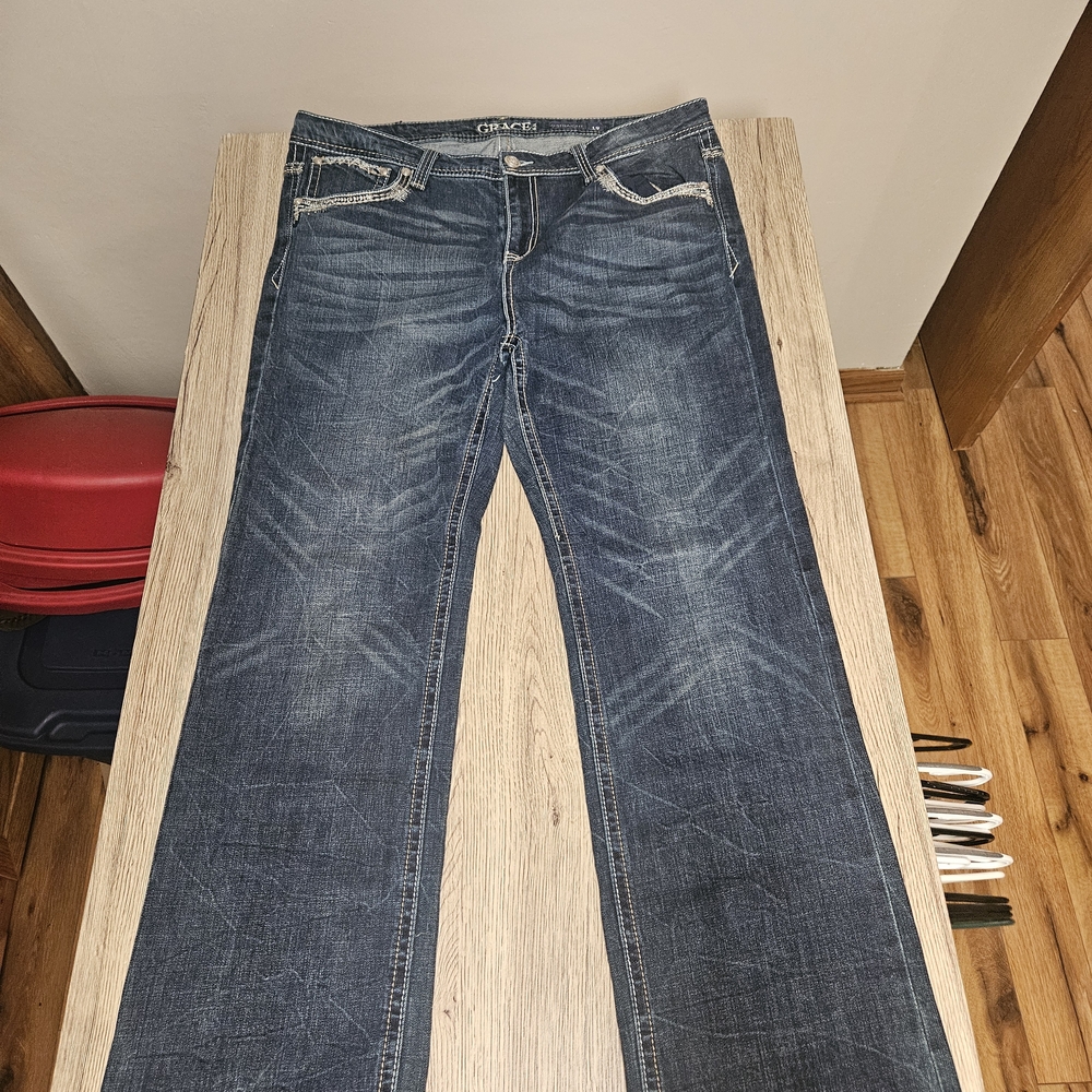 Grace in LA Dark Blue Boot Cut Jeans